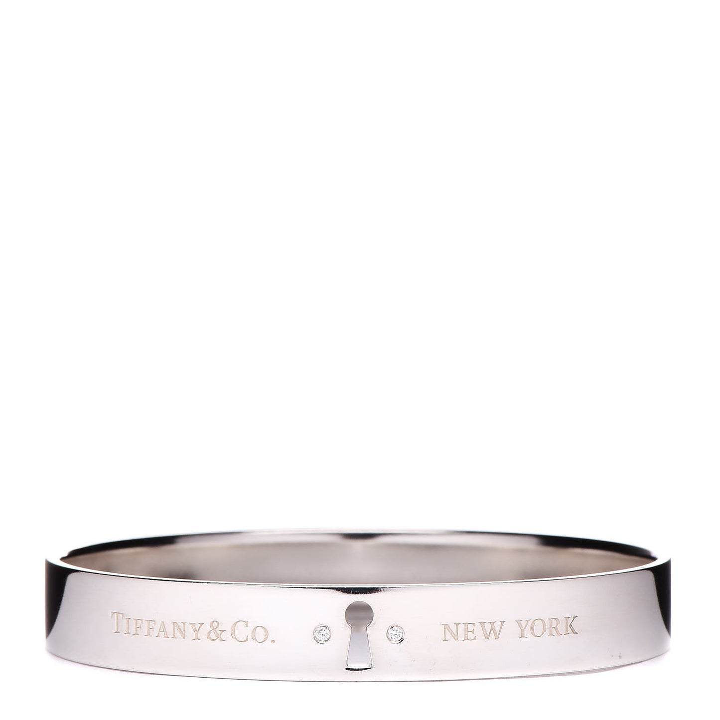 Sterling Silver Diamond Narrow Locks Bangle Bracelet