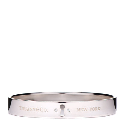 Tiffany Sterling Silver Diamond Narrow Locks Bangle Bracelet 1 of 4