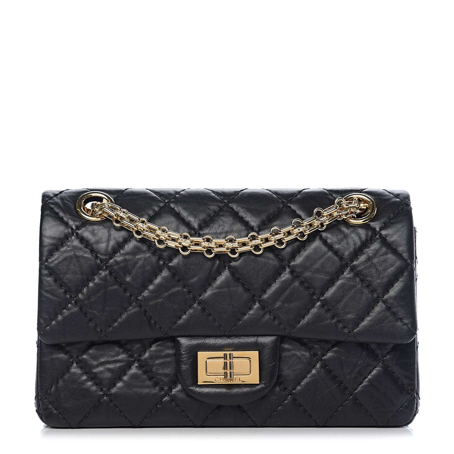 Aged Calfskin Quilted 2.55 Reissue Mini Flap Black