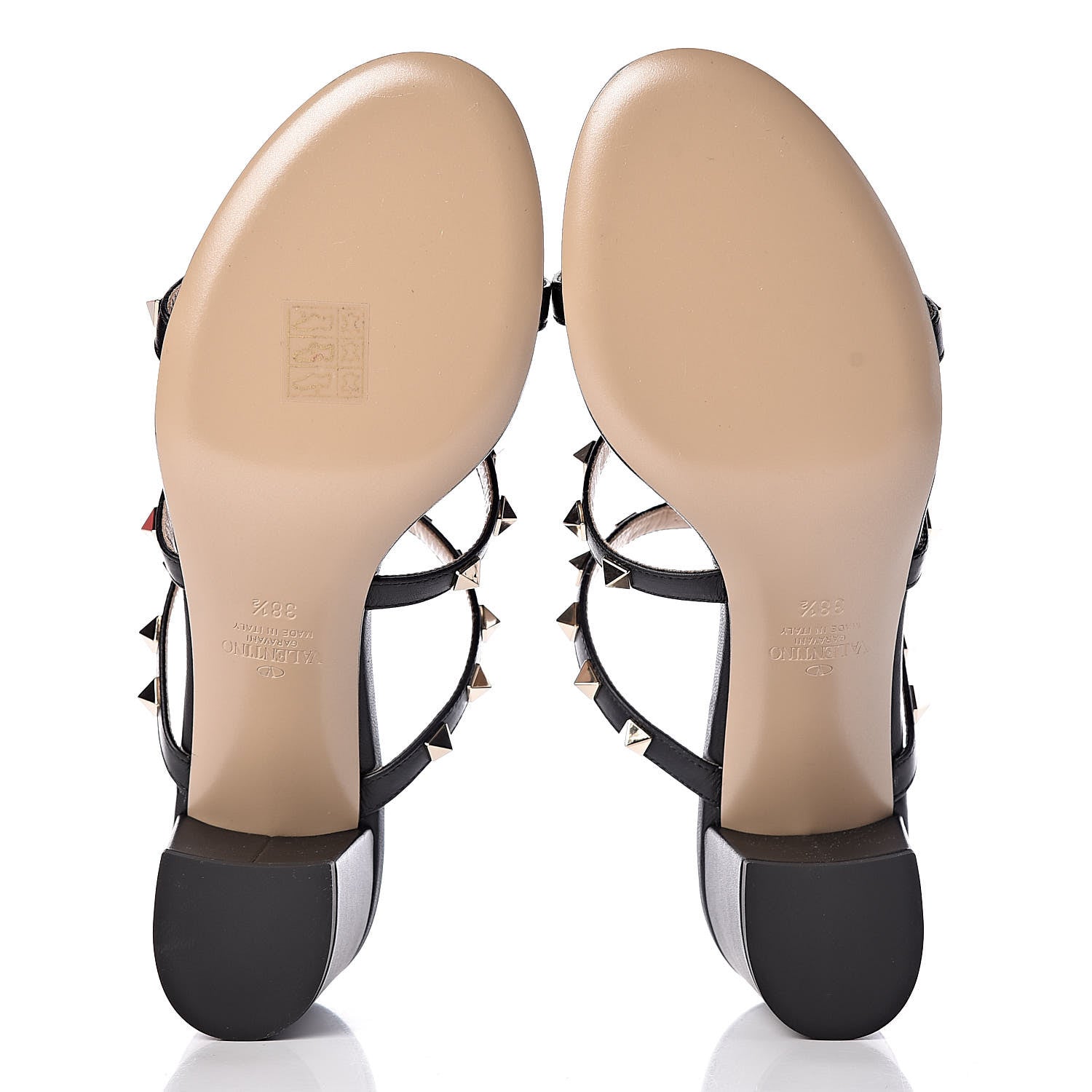 Valentino Garavani Calfskin Rockstud 60mm Caged Slide Sandals 38.5 Black 5 of 9