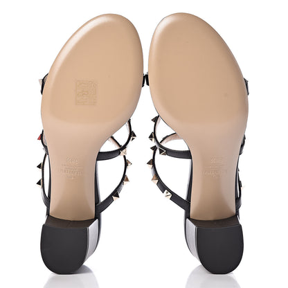Valentino Garavani Calfskin Rockstud 60mm Caged Slide Sandals 38.5 Black 5 of 9
