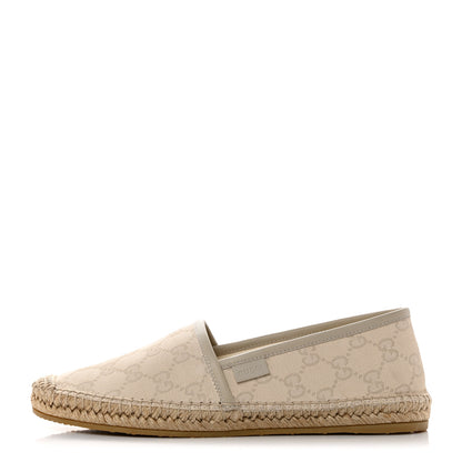 Gucci Washed Cotton Miro Soft Calfskin GG Monogram Espadrilles 36.5 White Mystic White 1 of 10