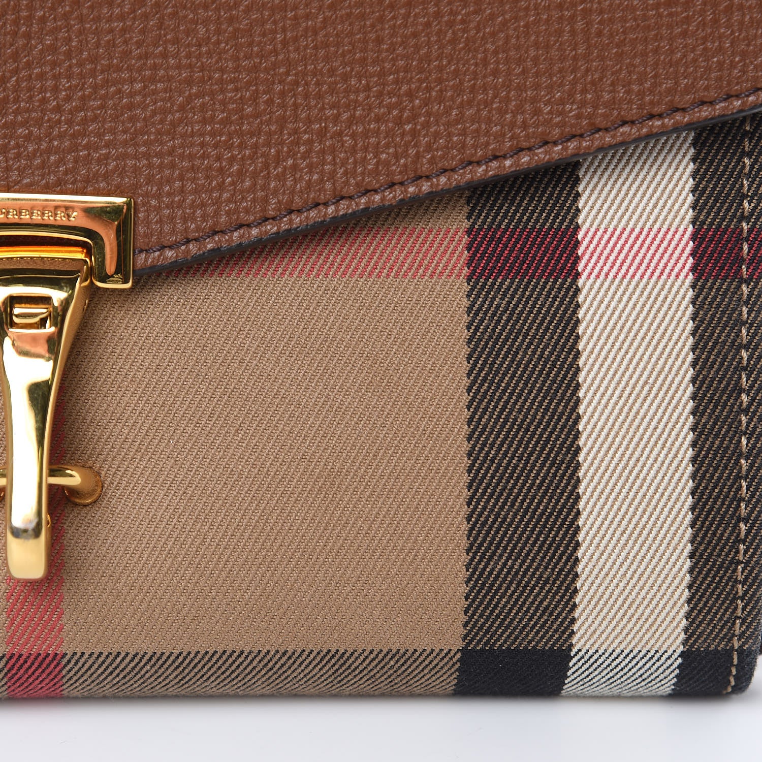Burberry Derby Calfskin House Check Small Macken Crossbody Bag Tan 13 of 16
