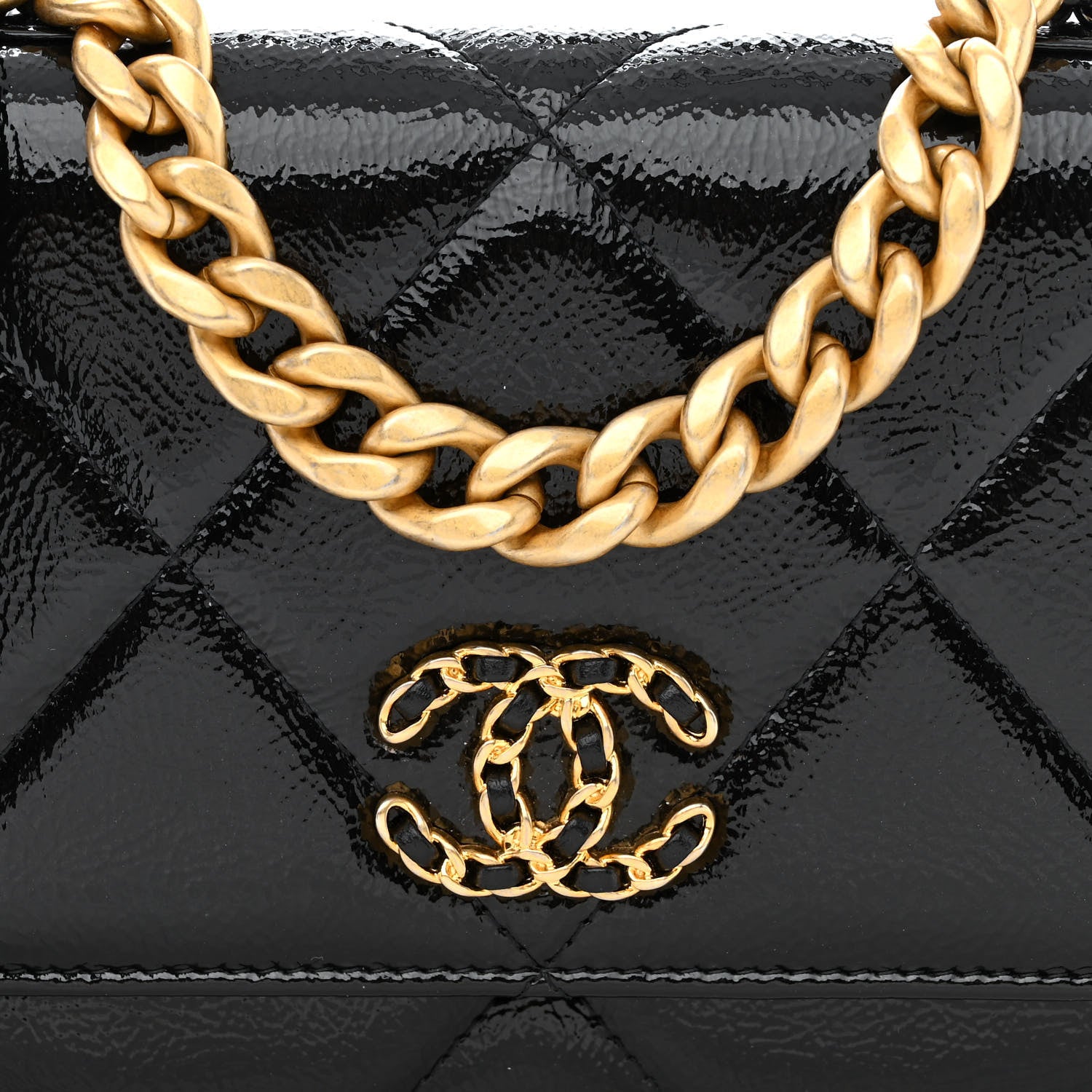 Chanel Shiny Crumpled Calfskin Quilted Chanel 19 Wallet On Chain WOC Black 9 of 14