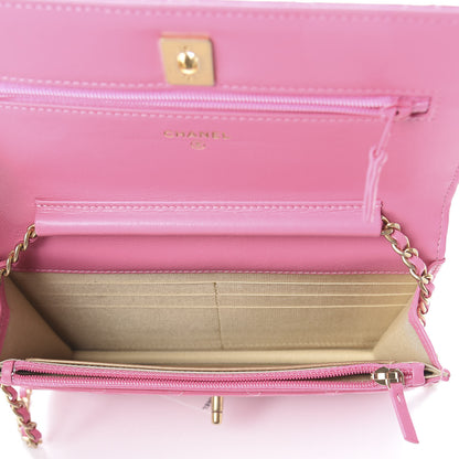 Chanel Lambskin Quilted CC Pearl Crush Wallet on Chain WOC Pink 4 of 9