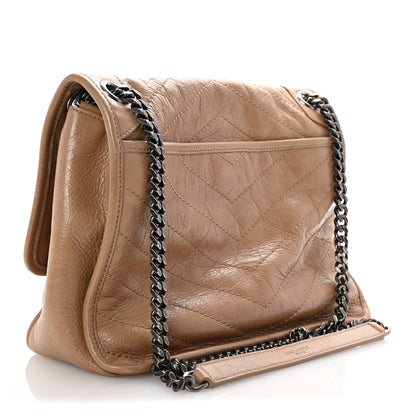 Saint Laurent Crinkled Calfskin Matelasse Monogram Medium Niki Chain Satchel Dark Toffee 3 of 9