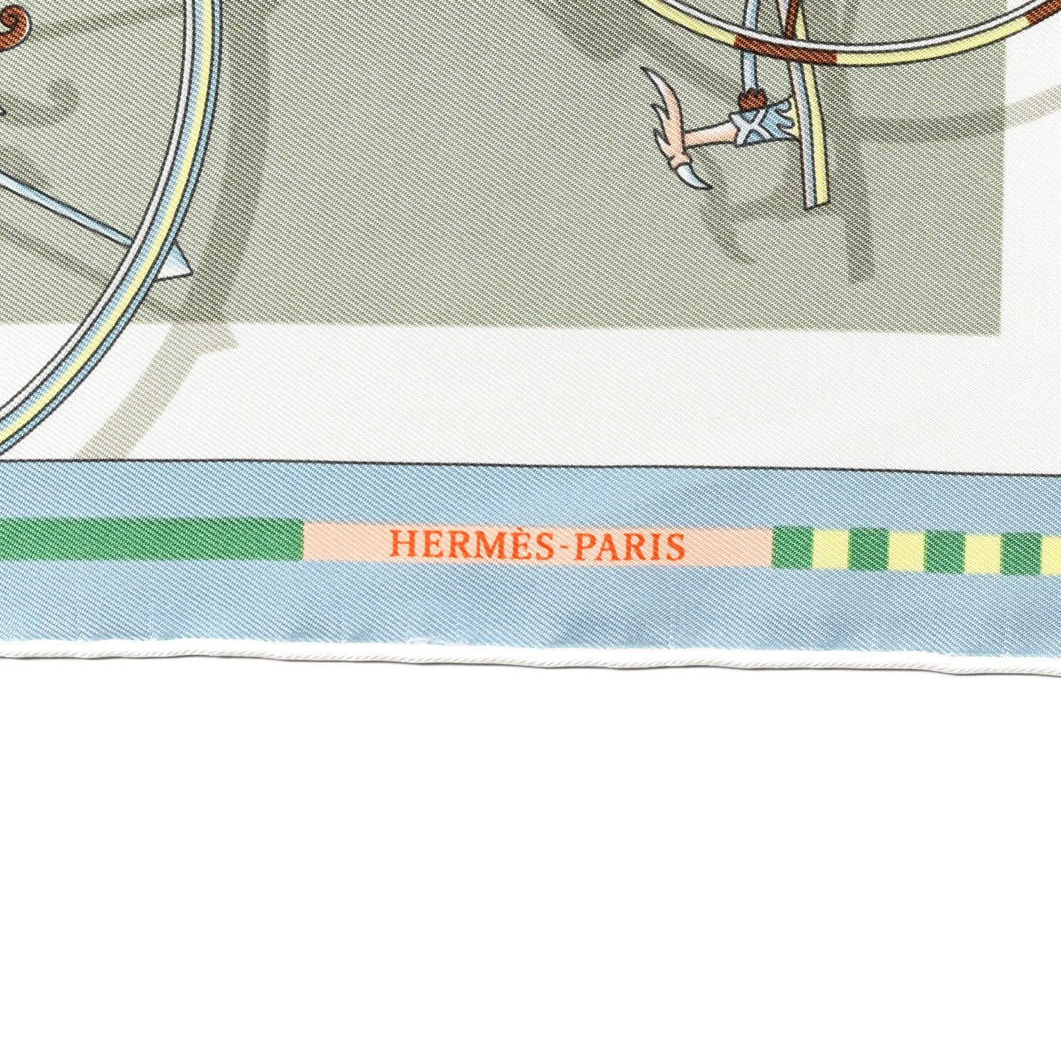 Hermes Silk Voitures en Equilibre Scarf 45 Vert Amande Bleu Glacier Jaune 2 of 8
