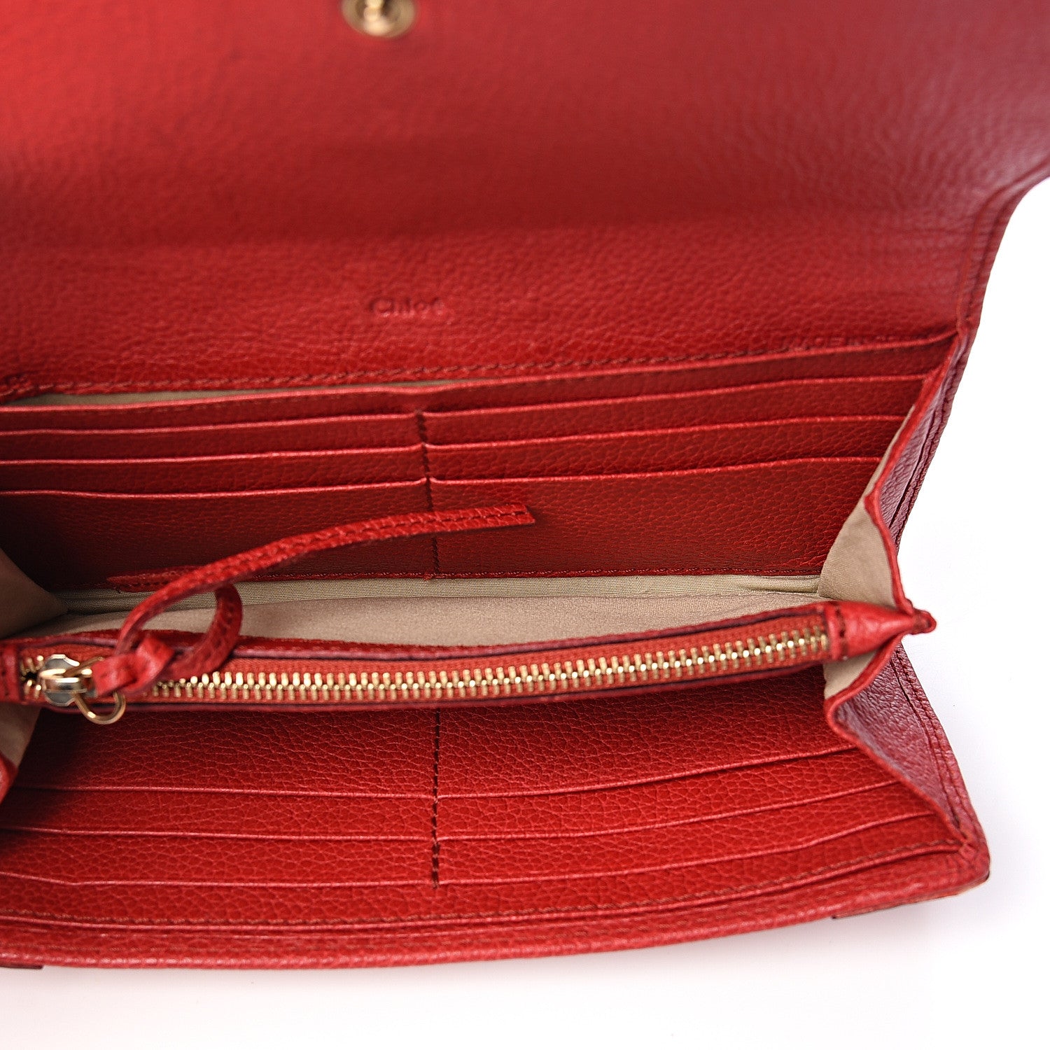Chloe Grained Calfskin Paraty Continental Wallet Red 4 of 7