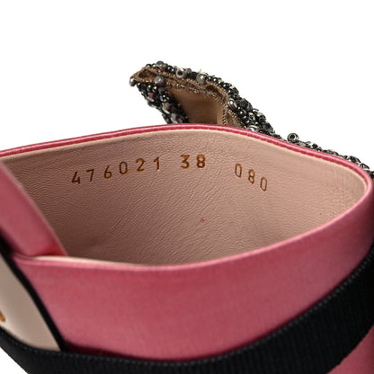 Gucci Raso Satin Crystal Embellished Bow Mules 38 Peonia 8 of 8