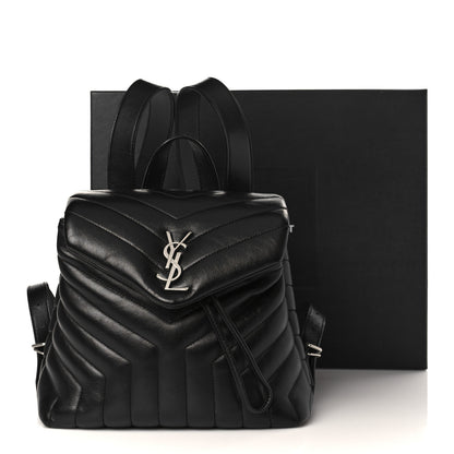 Saint Laurent Calfskin Y Quilted Monogram Small Loulou Backpack Black 9 of 9