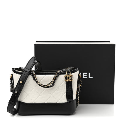 Chanel Aged Calfskin Quilted Small Gabrielle Hobo Black White 11 of 11