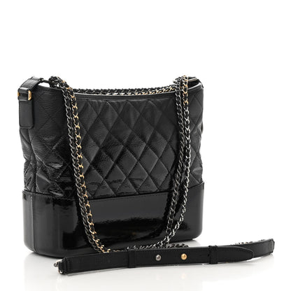 Chanel Patent Goatskin Quilted Medium Gabrielle Hobo Black 3 of 16