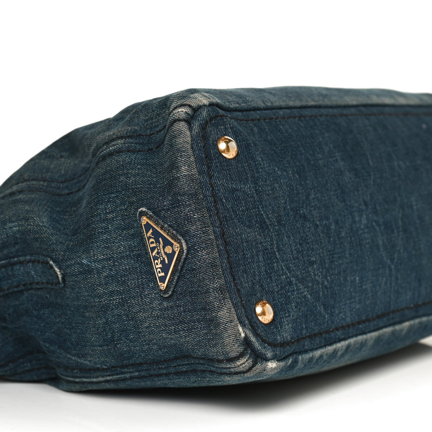 Prada Denim Large Logo Shopping Tote 9 of 10