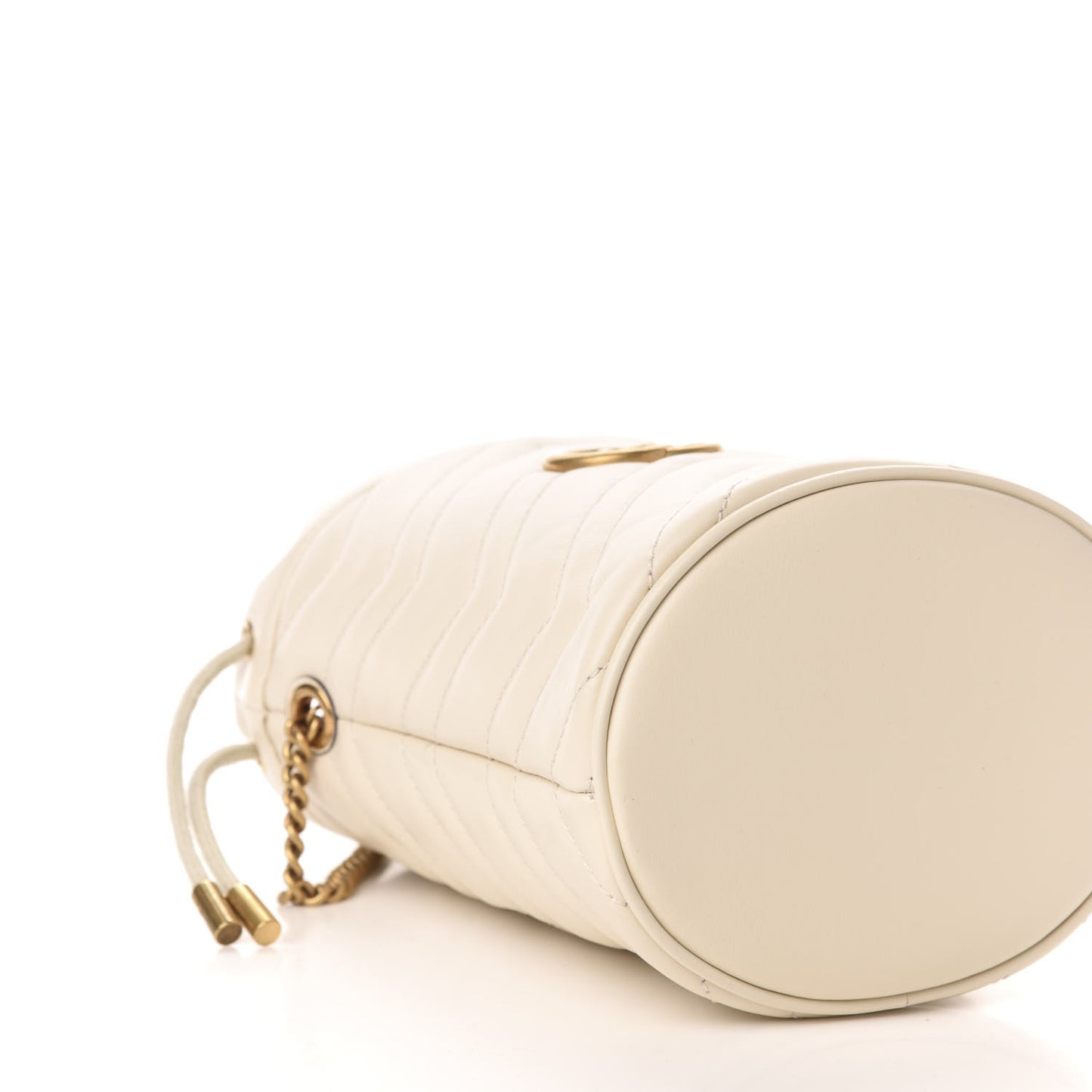 Calfskin Matelasse Mini GG Marmont 2.0 Bucket Bag White