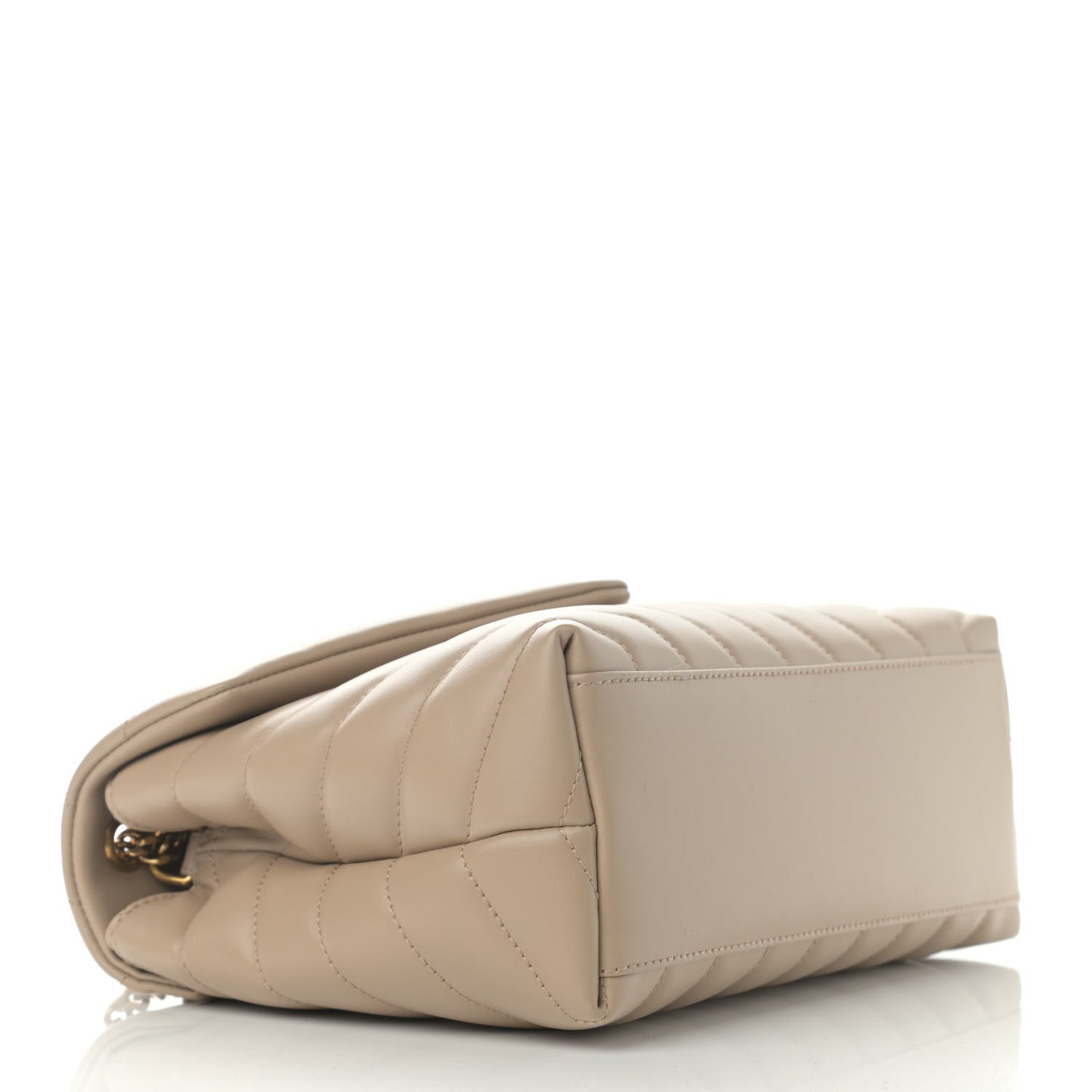 Calfskin Y Quilted Monogram Small Loulou Chain Satchel Dark Beige