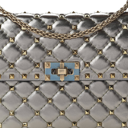 Valentino Garavani Metallic Lambskin Medium Rockstud Spike Shoulder Bag Sasso 9 of 9