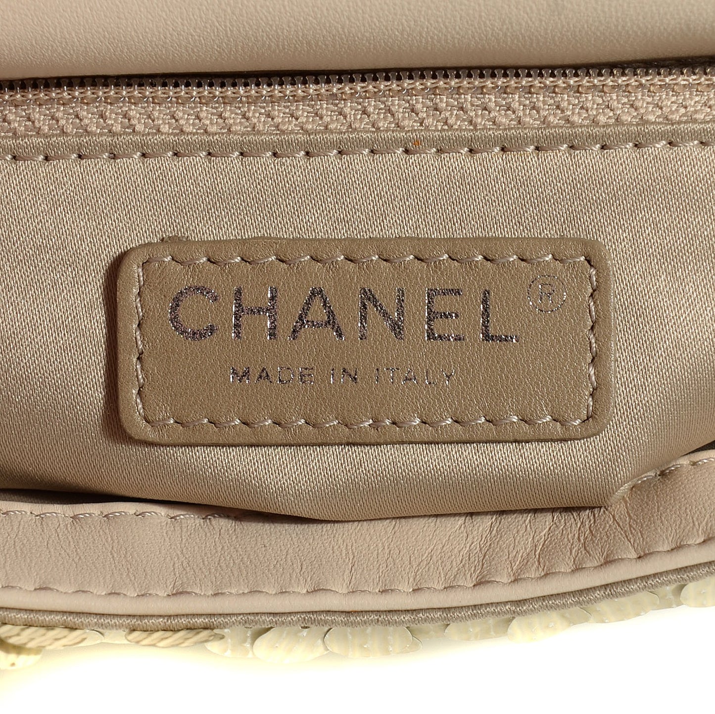Sequin Paillette Small Flap Beige