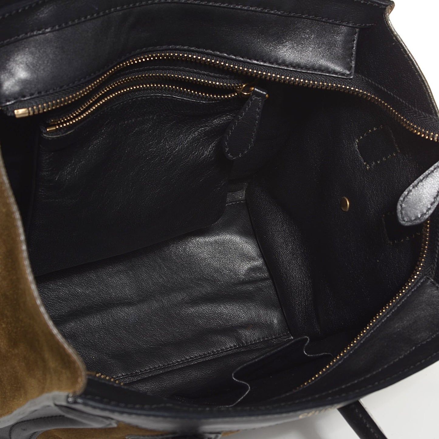 Smooth Calfskin Suede Micro Luggage Olive