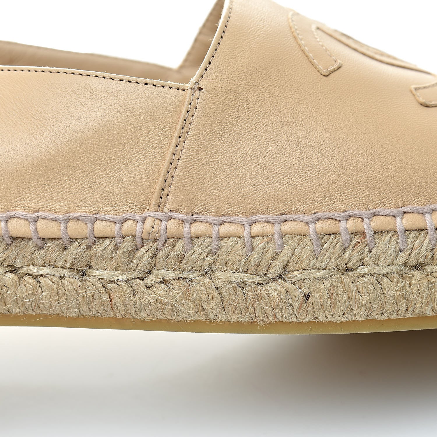 Chanel Lambskin CC Espadrilles 37 Beige Black 10 of 13