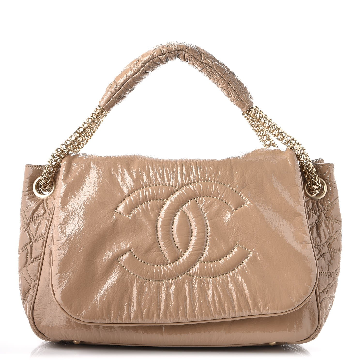 Chanel Vinyl Rodeo Accordion Flap Bag Beige 1 of 7