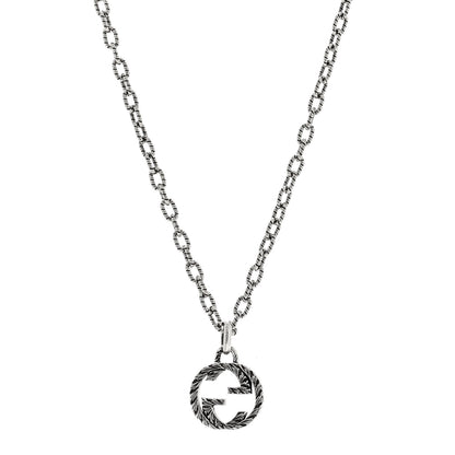 Gucci Sterling Silver Small Textured Interlocking G Pendant Necklace 1 of 4