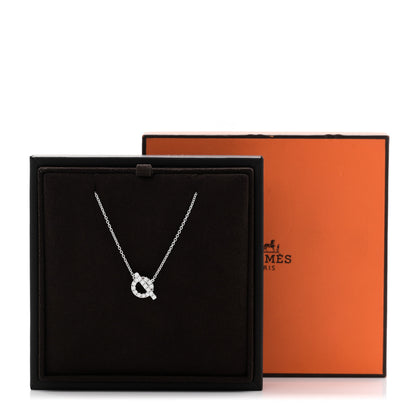 Hermes 18K White Gold Diamond Finesse Pendant Necklace 7 of 7
