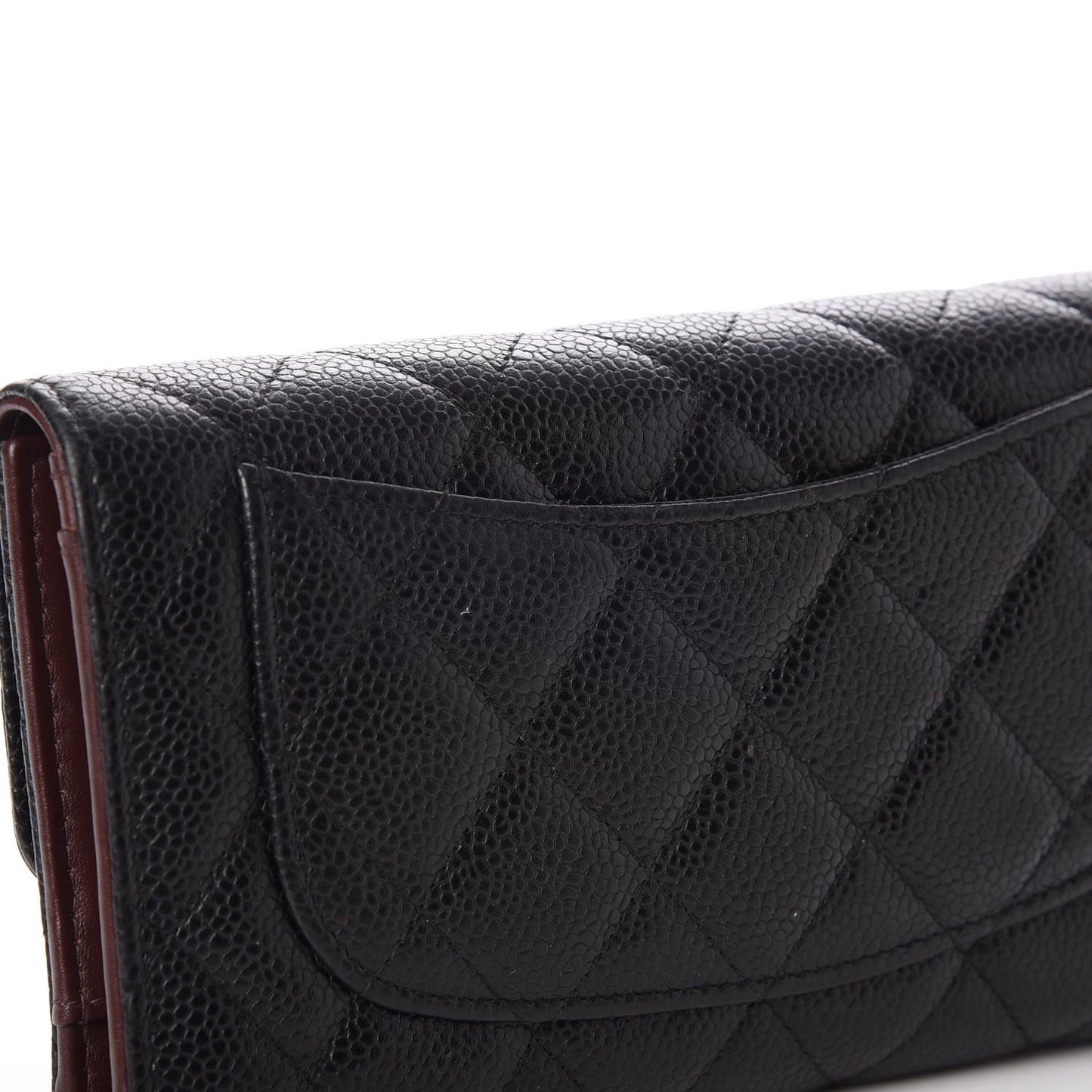 Caviar Quilted Long Flap Wallet Black