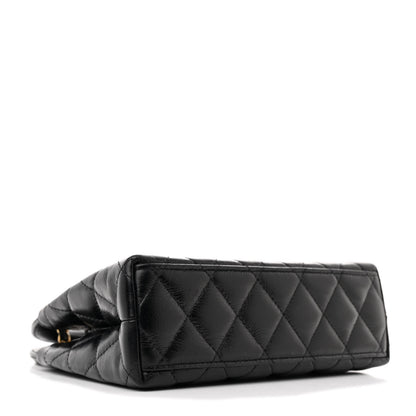 Chanel Shiny Aged Calfskin Quilted Nano Kelly Shopper Black 4 of 11