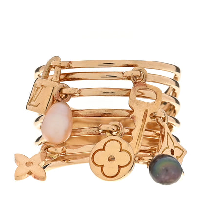 Louis Vuitton 18K Yellow Gold Cultured Pearl Monogram Charm Ring 58 8.25 1 of 4