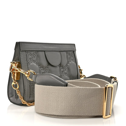 Gucci Calfskin GG Matelasse Mini Slim Chain Shoulder Bag Dusty Grey Natural 3 of 9