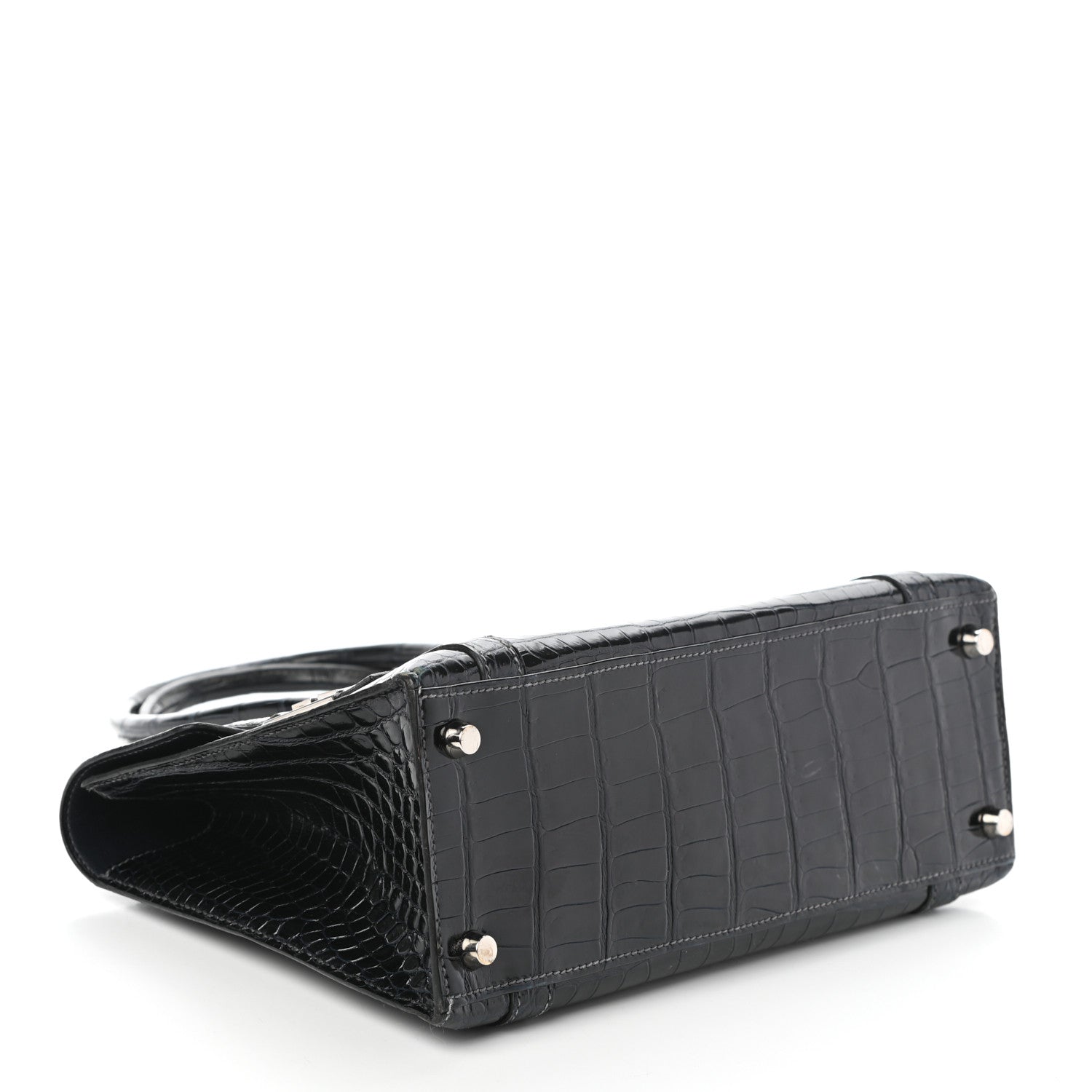 Hermes Shiny Porosus Crocodile Drag 26 Bleu Marine 4 of 10