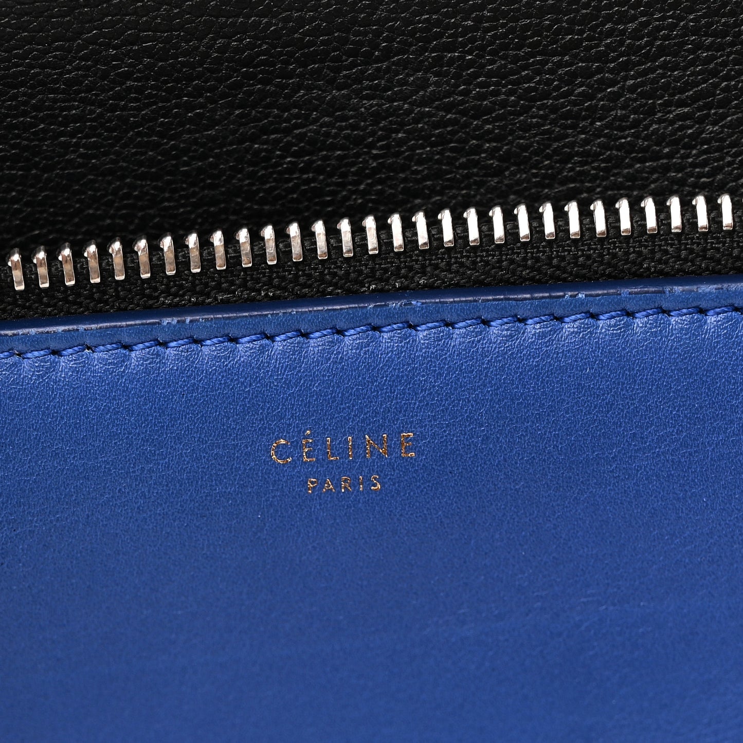 Calfskin Medium Tri-Color Edge Shoulder Bag Blue Multicolor