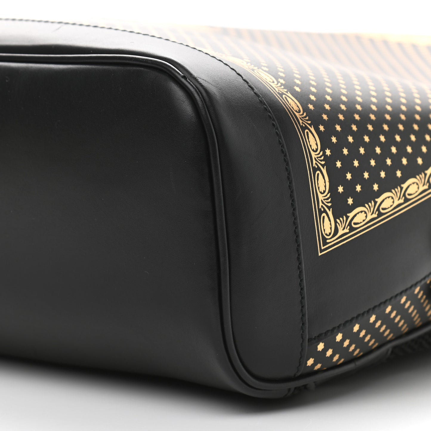 X SEGA Calfskin GUCCY Stars Dome Backpack Black Gold