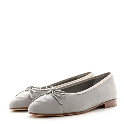 Chanel Caviar CC Cap Toe Ballerina Flats 35 Grey 3 of 9