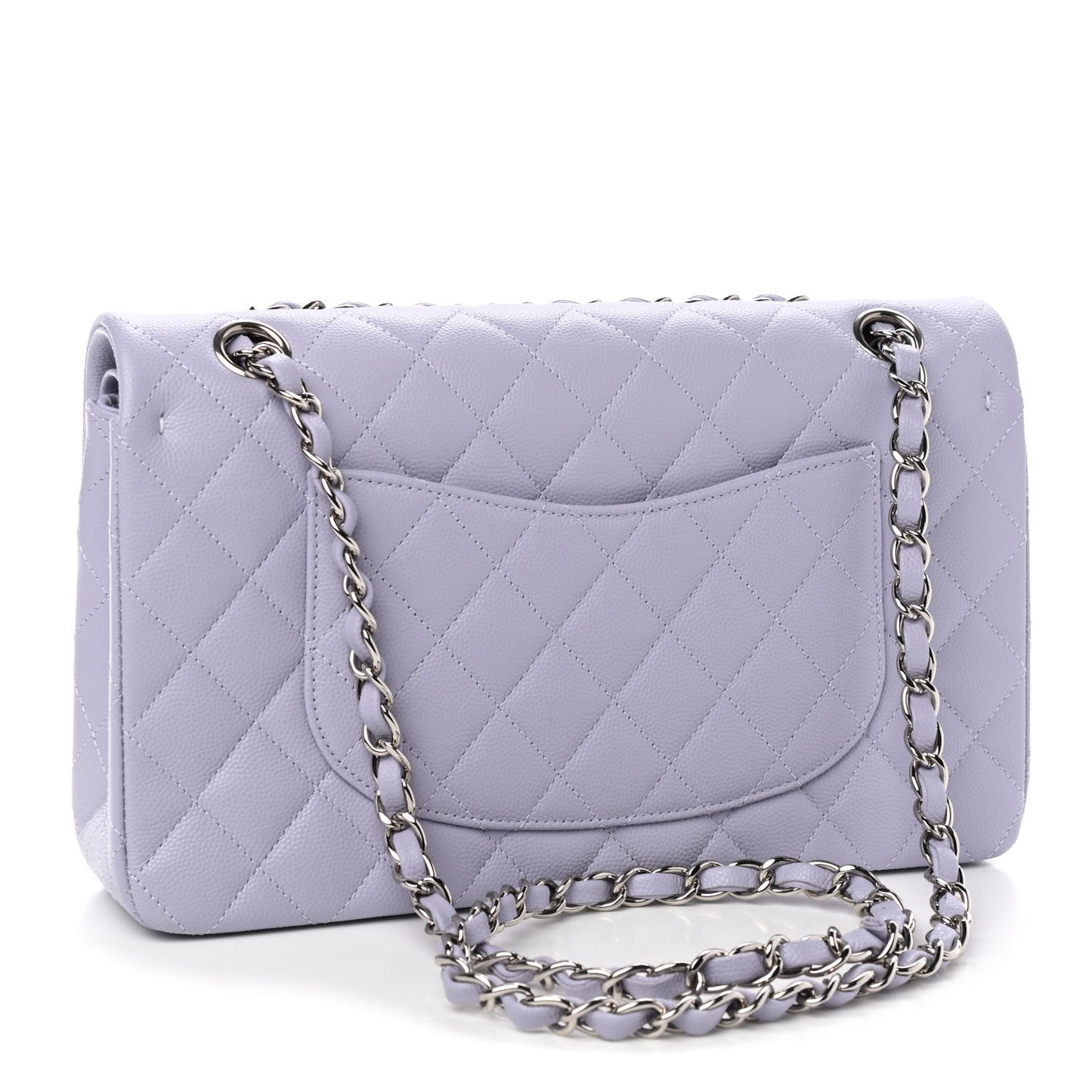 Caviar Quilted Medium Double Flap Light Purple