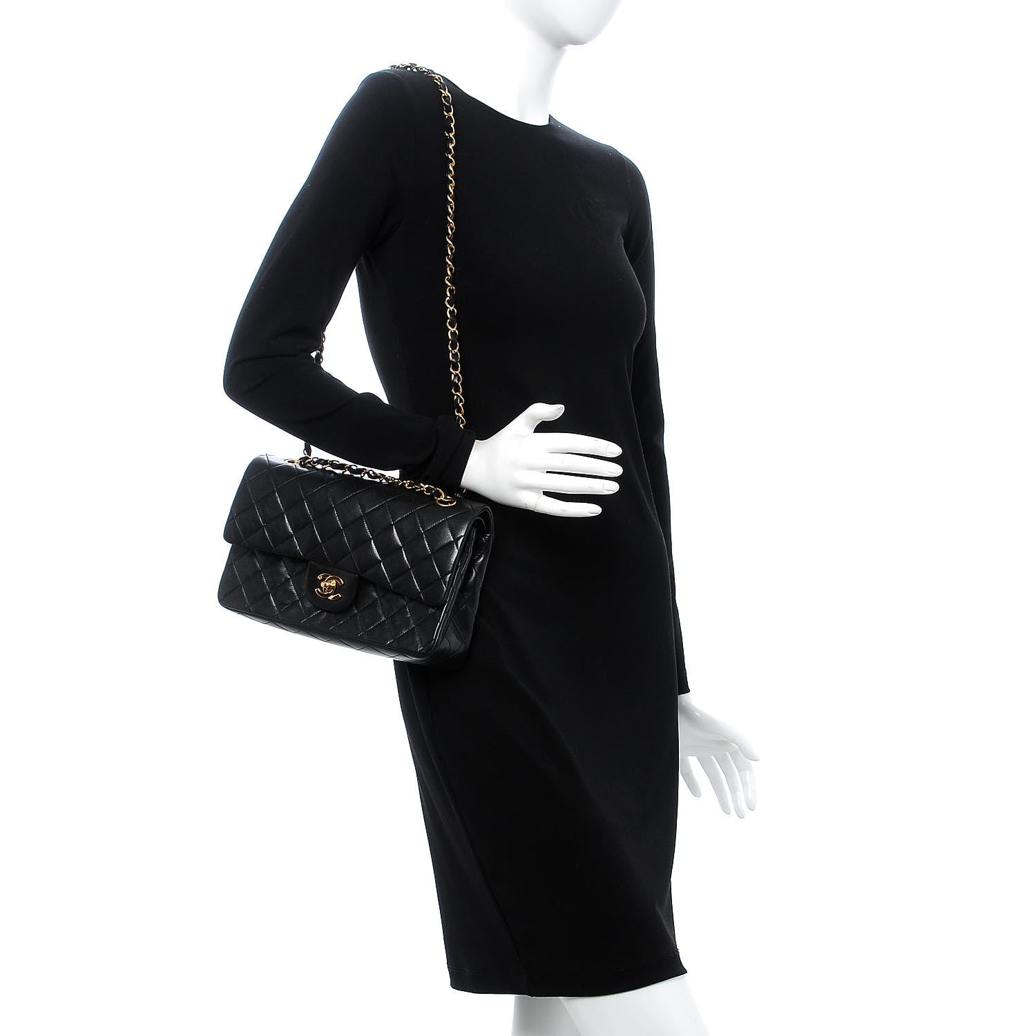 Chanel Lambskin Quilted Medium Double Flap Black 2 of 11