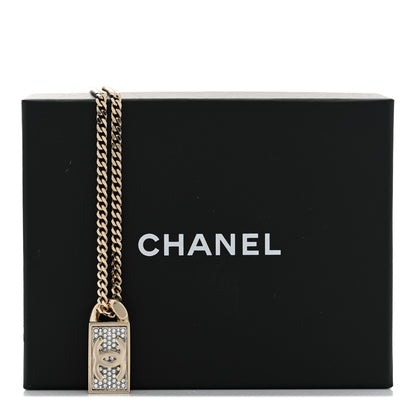 Chanel Crystal Dog Tag Chain Necklace Gold 7 of 7