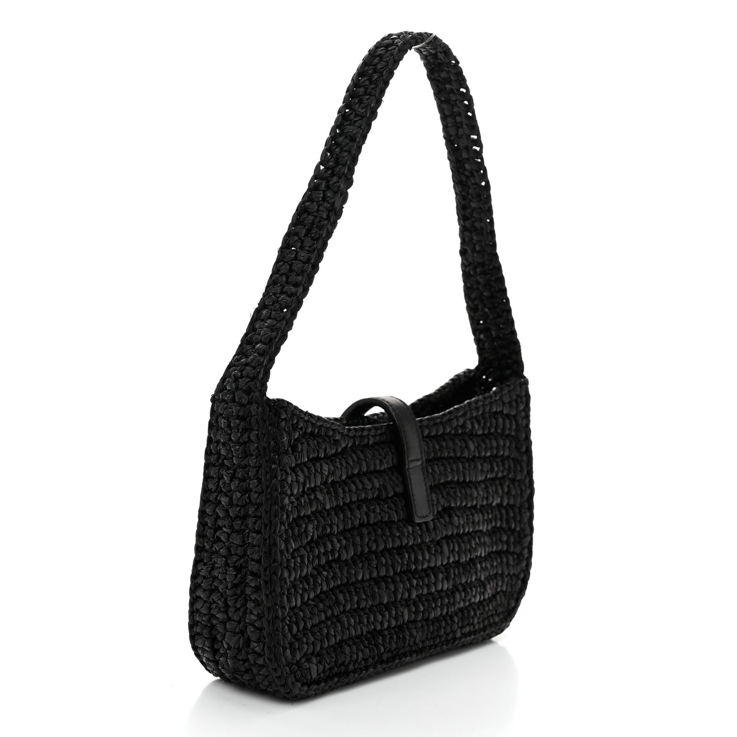 Raffia Calfskin Le 5 A 7 Mini Hobo Black