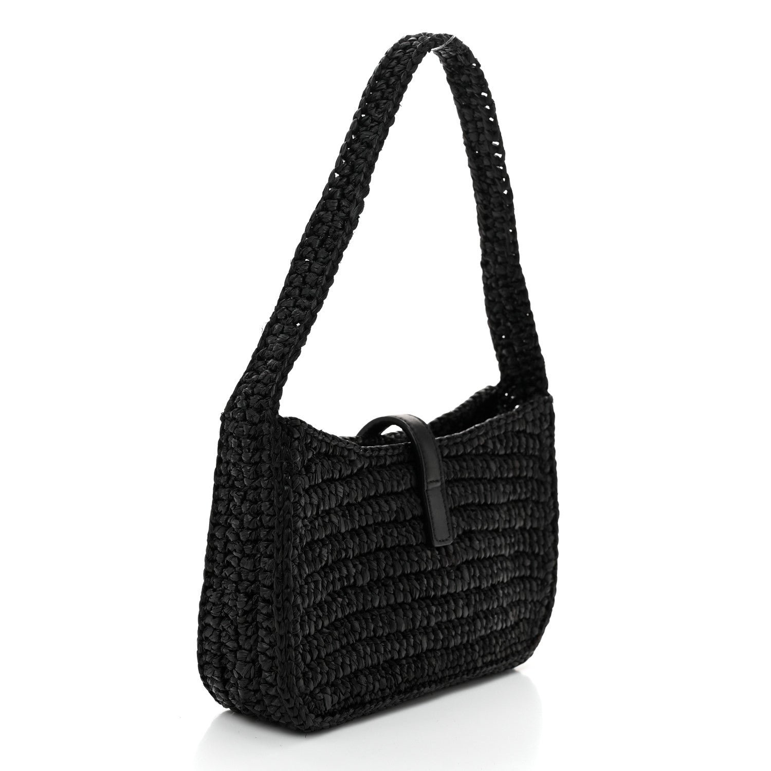 Saint Laurent Raffia Calfskin Le 5 A 7 Mini Hobo Black 4 of 11