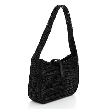 Saint Laurent Raffia Calfskin Le 5 A 7 Mini Hobo Black 4 of 11
