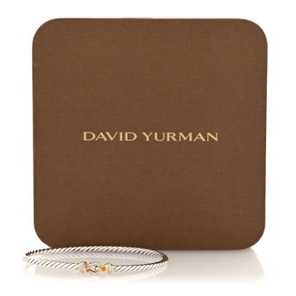 David Yurman Sterling Silver 18K Yellow Gold Diamond 3mm Cable Buckle Bracelet 4 of 4