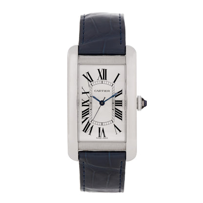 Cartier Stainless Steel Alligator 27mm Tank Americaine Automatic Watch Blue 1 of 5