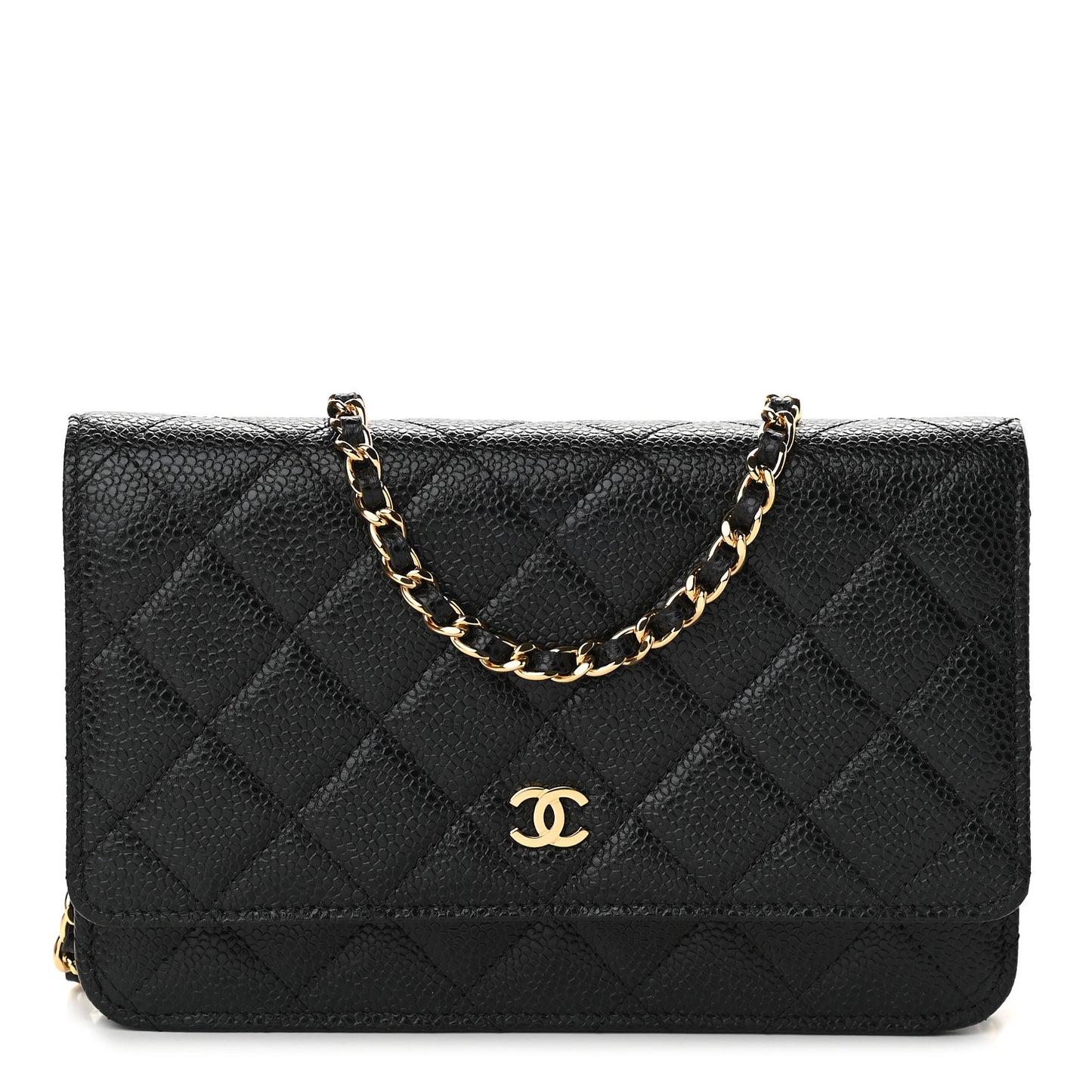 Caviar Quilted Wallet On Chain WOC Black