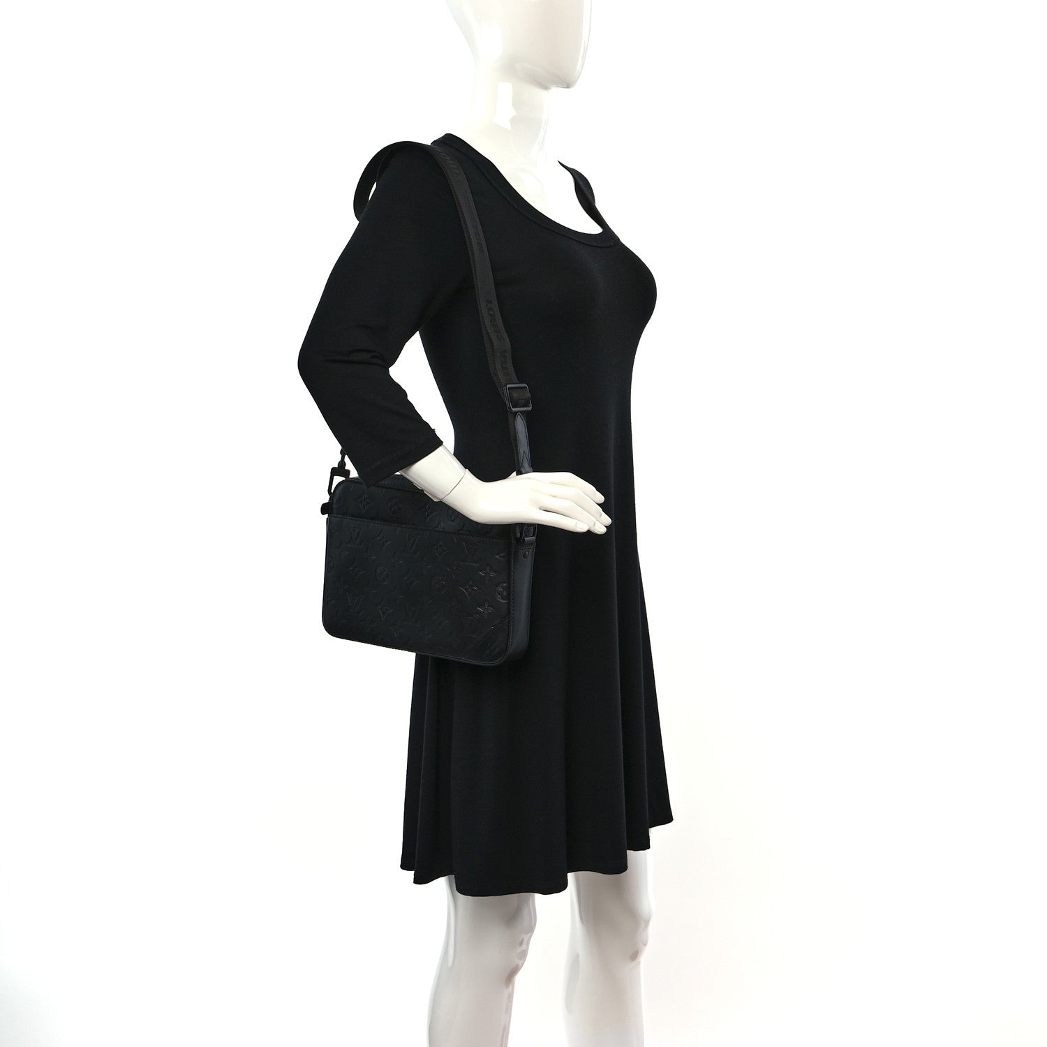 Louis Vuitton Calfskin Monogram Shadow Duo Messenger Black 2 of 8
