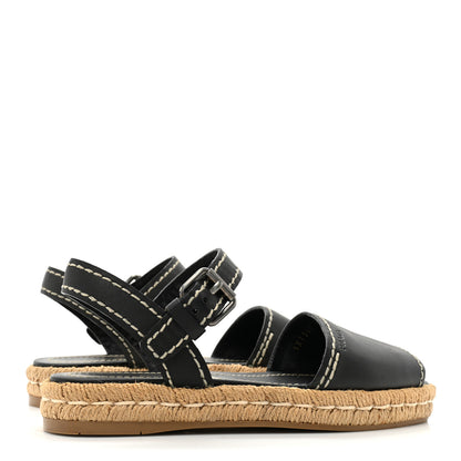 Prada Vitello Montana Logo Espadrille Sandals 36 Black 4 of 9