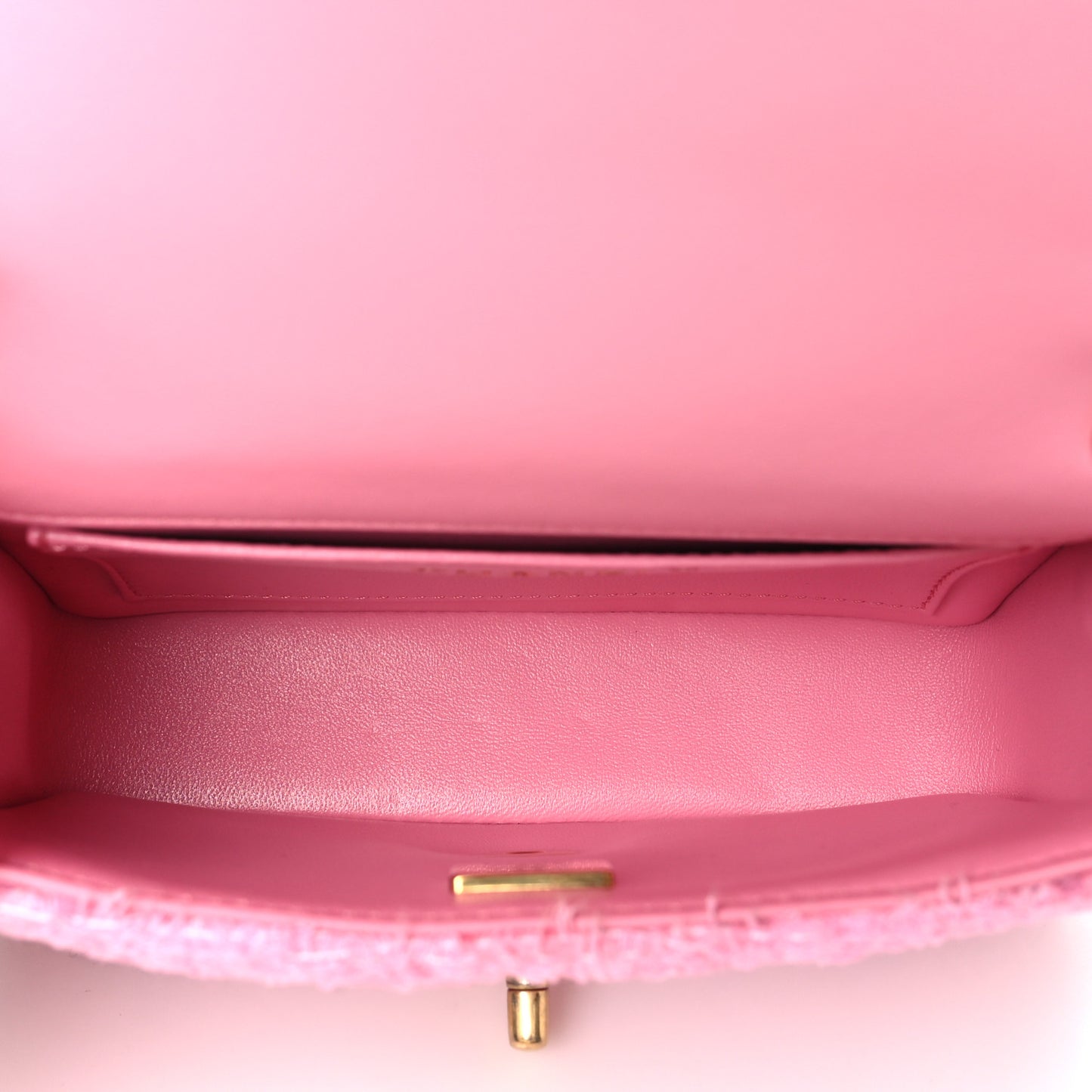 Tweed Quilted Pearl Twist Mini Square Flap Pink Dark Pink