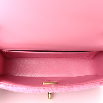 Chanel Tweed Quilted Pearl Twist Mini Square Flap Pink Dark Pink 5 of 10