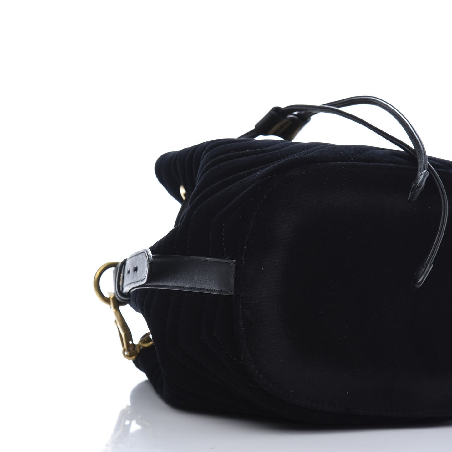 Velvet Matelasse GG Marmont Bucket Bag Black