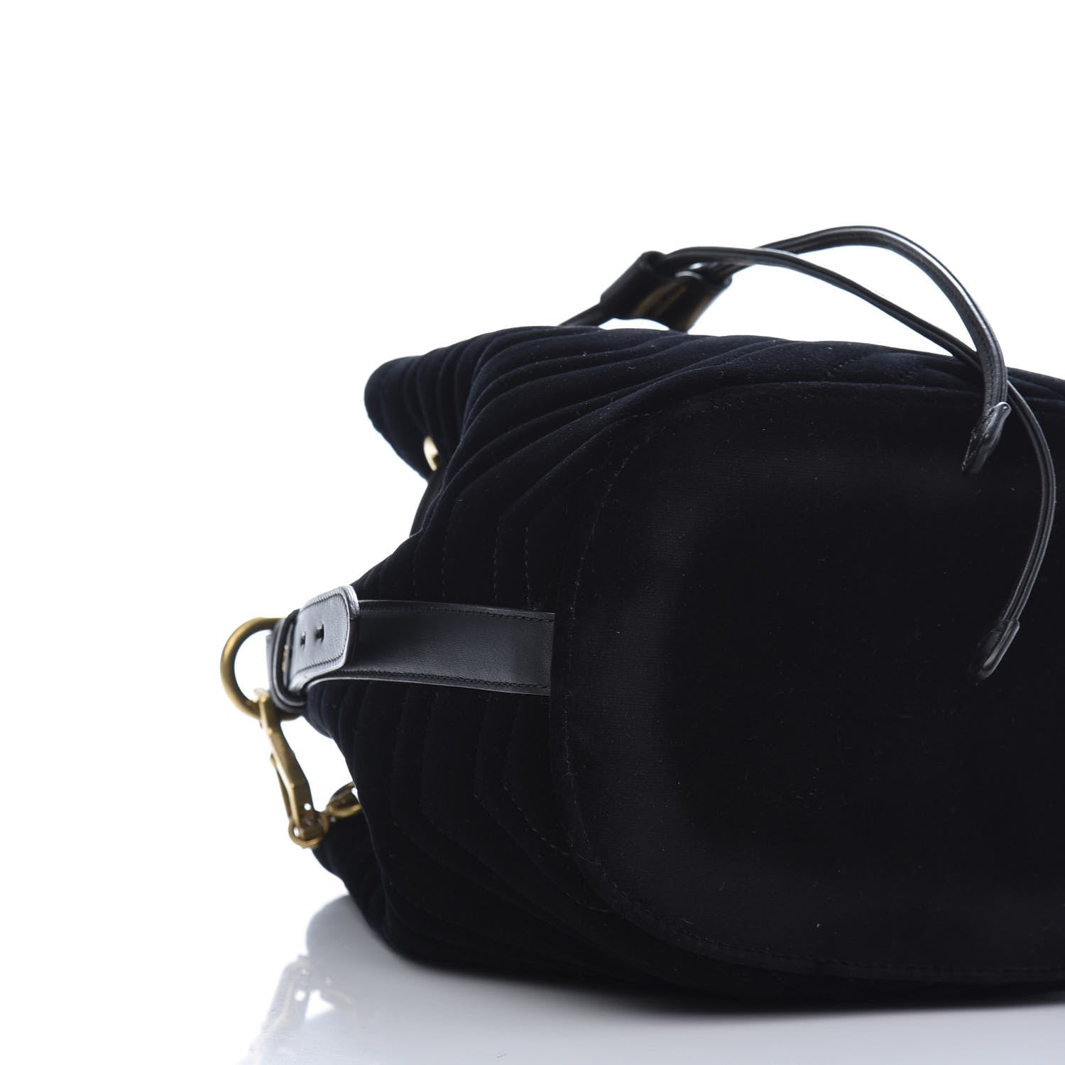 Gucci Velvet Matelasse GG Marmont Bucket Bag Black 6 of 12