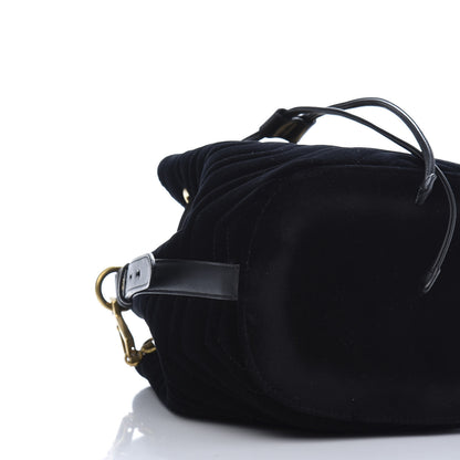 Gucci Velvet Matelasse GG Marmont Bucket Bag Black 6 of 12